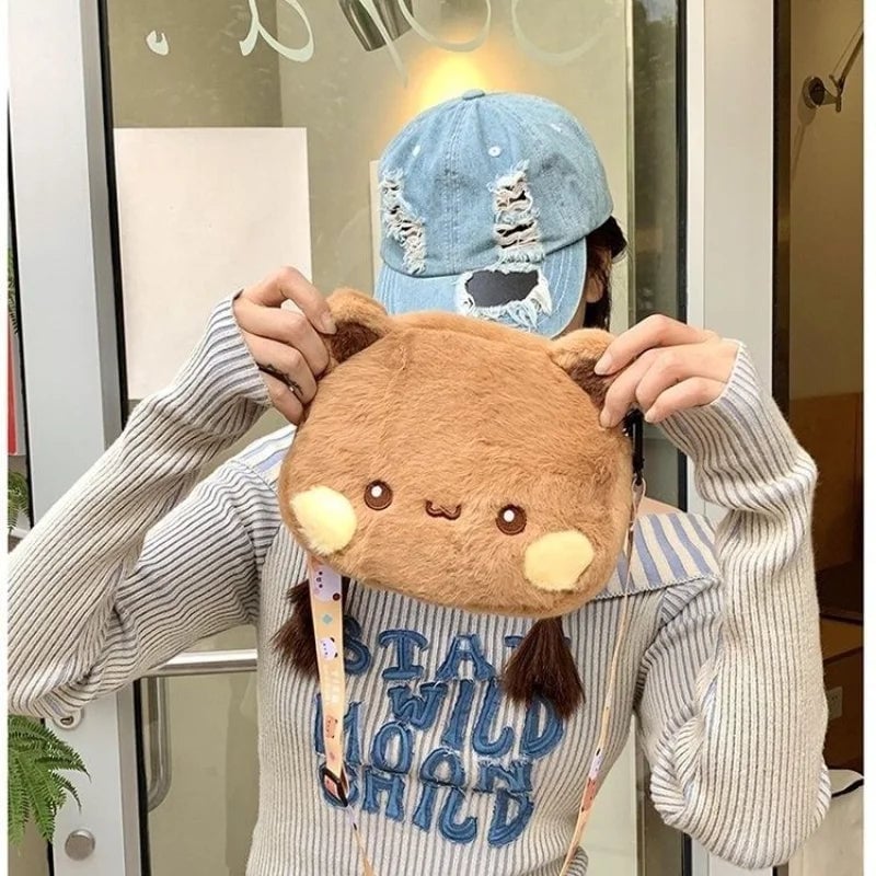 Plush Cartoon Crossbody Phone Purse - Small Shoulder Bag Women
