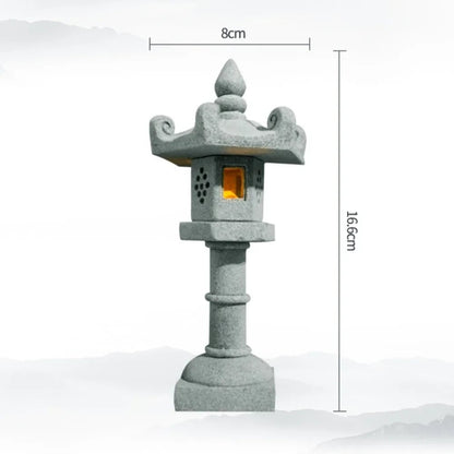 Sandstone Mini Pagoda Lantern - LED Garden Light Zen Landscape Statue