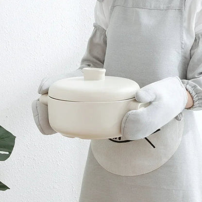 Heat-Resistant Linen Oven Mitts - High-Temperature Kitchen Gloves