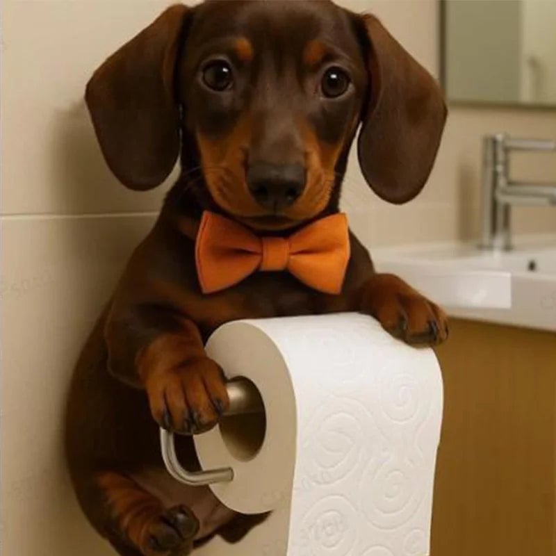 Resin Dog Tissue Holder - Toilet Paper Dispenser Bathroom Decor