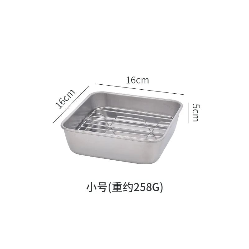 Square Stainless Steel Nonstick Baking Tray with Draining Grid