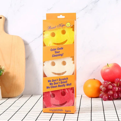3-Piece Multi-Functional Kitchen Magic Sponge Brushes - Non-Scratch