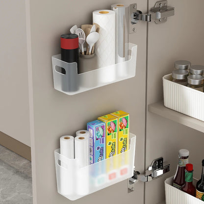 Wall Mount Cabinet Door Storage Box with Cling Film Hooks Bathroom