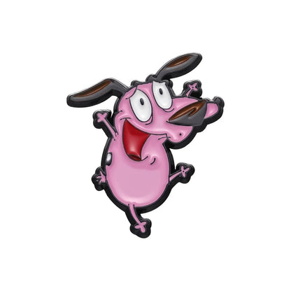 Courage Cowardly Dog Pink Enamel Brooch Pin - Kids Lapel Badge