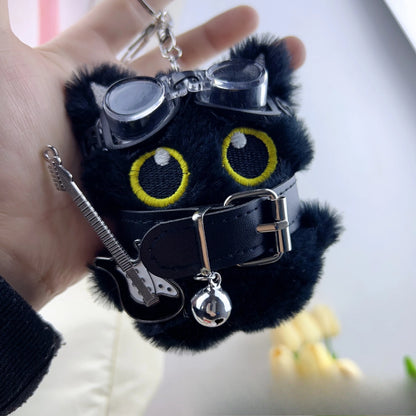 Black Cat Keychain with Big Eyes - Punk Style Bag Charm Accessory