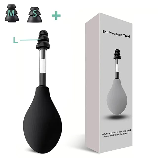 Ear Pressure Relief Suction Tool with 3 Size Silicone Earplugs