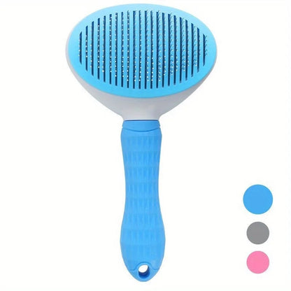 One-Click Pet Hair Removal Comb - Automatic Slicker Brush Dogs Cats