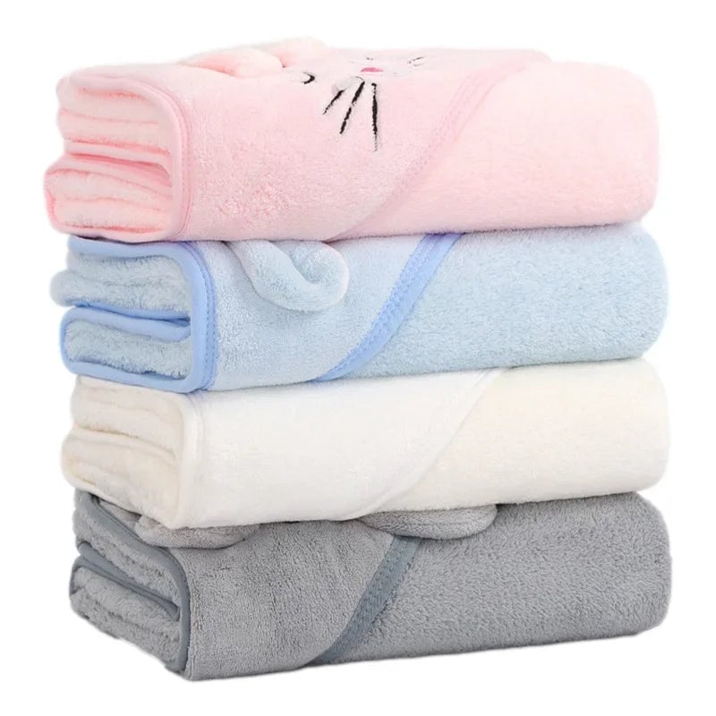 Soft Hooded Baby Bath Towel Cartoon Animal Blanket Swaddle Wrap