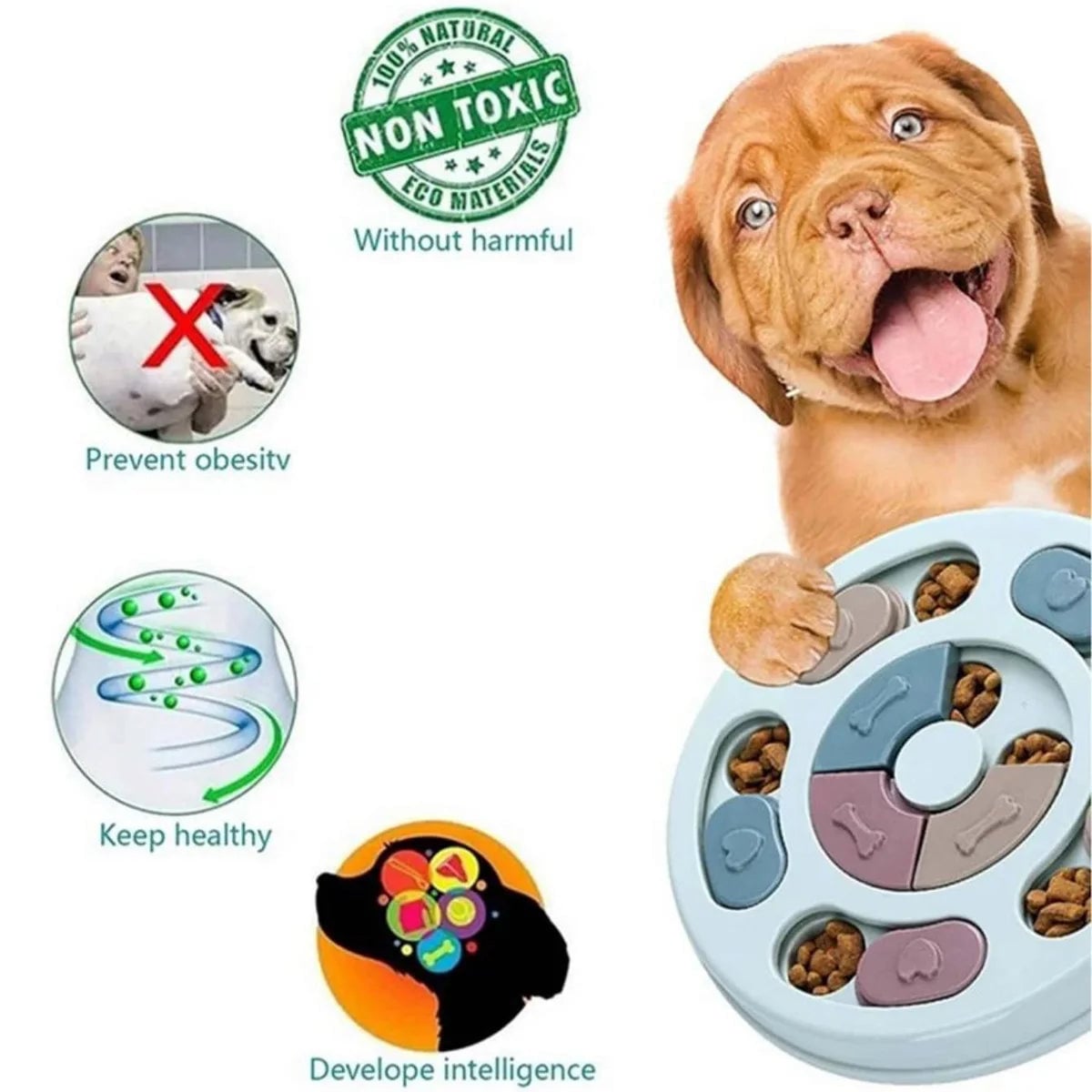 Interactive Dog Puzzle Feeder Slow Feeding Educational Treat Toy