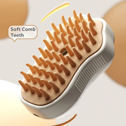 3-in-1 Electric Steam Pet Brush - Spray, Massage & Grooming Tool