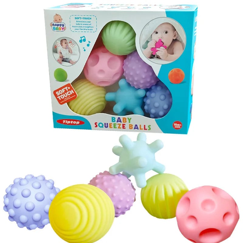 6Pcs Textured Sensory Balls Set - Baby Touch Training Massage Toys