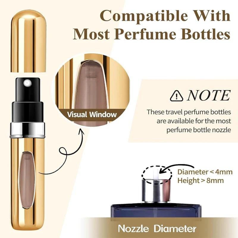 5ml Aluminum Perfume Atomizer - Refillable Travel Spray Bottle 1/4Pcs