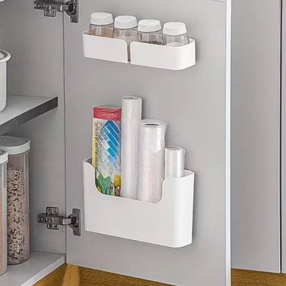 Wall Mount Cabinet Door Storage Box with Cling Film Hooks Bathroom