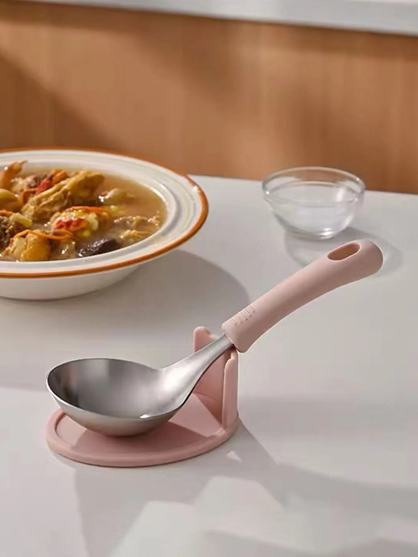 Korean-Style Stainless Steel Soup Spoon with Silicone Handle