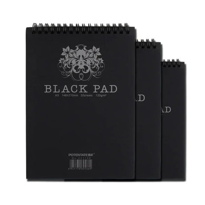 32 Sheet A4/A5 Black Paper Sketchbook 120GSM Spiral Bound Drawing Pad
