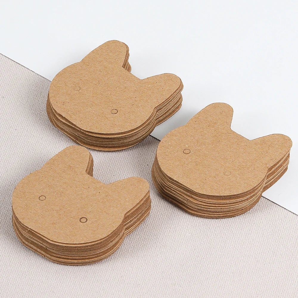 50pcs 3.5x3.5cm Cat Earring Display Cards Jewelry Packaging