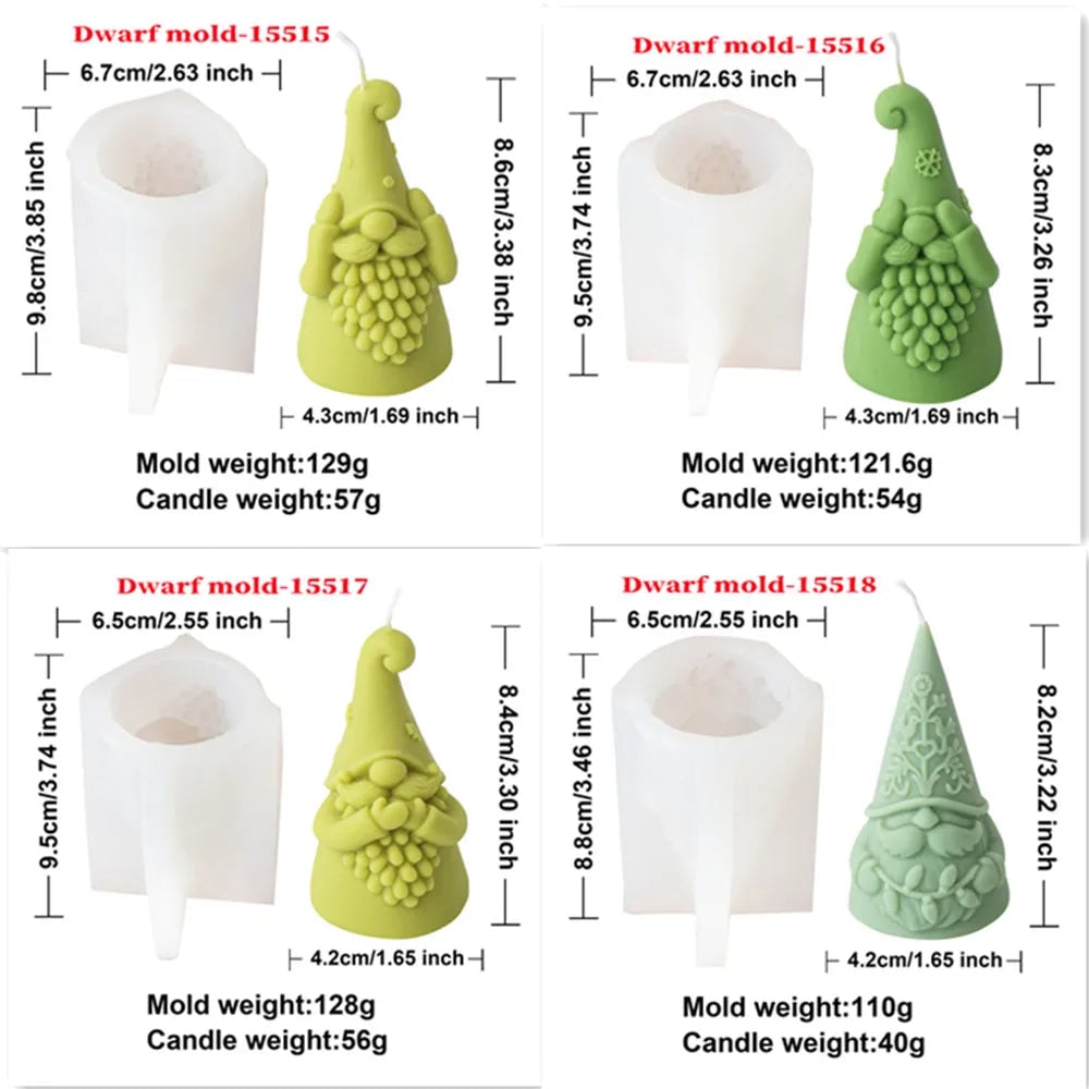 3D Silicone Dwarf Candle Mold - Christmas Plaster Resin Crafting Tool