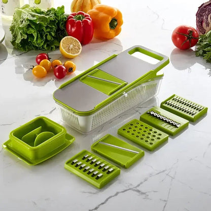 Multifunctional Vegetable Chopper Slicer Set with Basket Grid Cutter