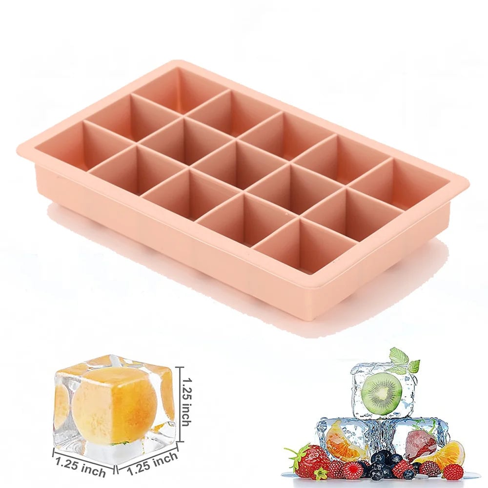 15 Grid Silicone Ice Cube Mold - Big Square Ice Cube Tray Maker