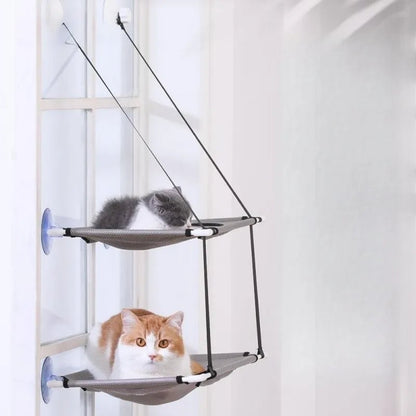 Cat Window Hammock Bed - Double-Decker Suction Cup Wall Mount