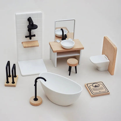 1/12 Scale Dollhouse Bathroom Set - Washbasin Tub Toilet Miniature