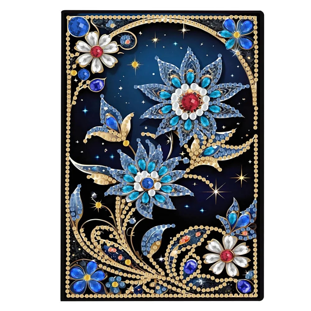 DIY Diamond Painting PU Leather Notebook - Mandala Flower Design Kit
