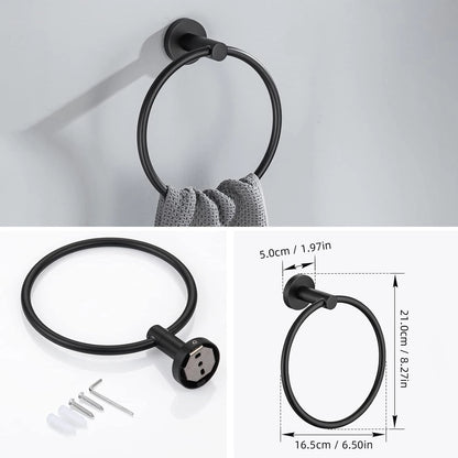 3-Piece Stainless Steel Bathroom Hardware Set - Towel Bar Ring Paper