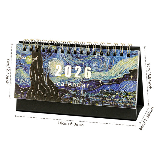 2026 Monthly Desk Calendar Vintage Painting Design With Memo Notes