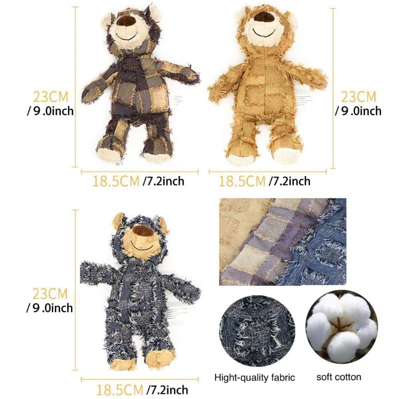 Interactive Plush Teddy Bear Dog Toy with Sound & Teeth Cleaning