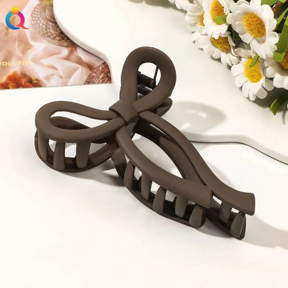 Matte Acrylic Bow Hair Claw Clip - Large Ponytail Crab Hair Clip