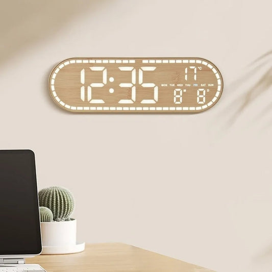 Nordic Minimalist Digital Wall Clock Silent Alarm Temperature Date