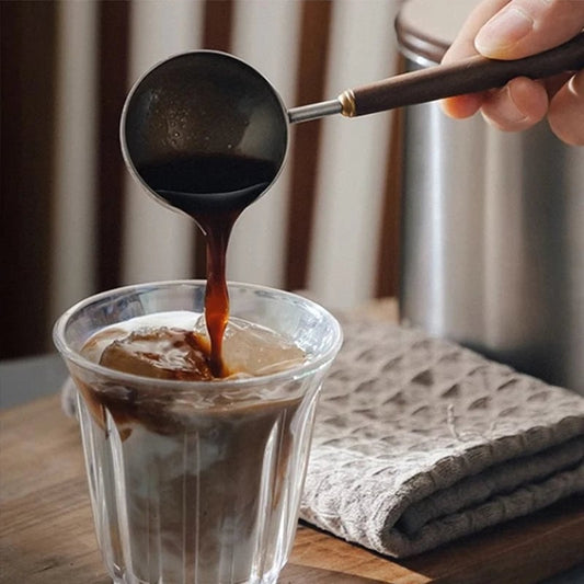 25ml Walnut Wood Handle Stainless Steel Coffee Measuring Scoop Spoon