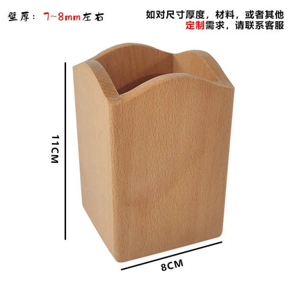 Wood Pencil Holder Desk Organiser Square Round Hexagon Pen Pot Cup