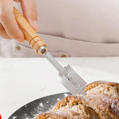 5-Blade Bread Dough Cutter Wooden Handle Baguette Pastry Knife