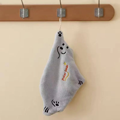 Super Absorbent Coral Fleece Kitchen Hand Towel - Polar Bear Design