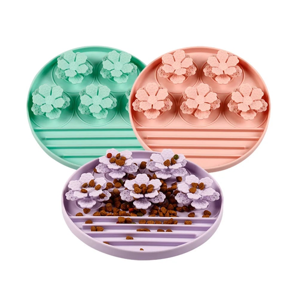 Round Silicone Pet Snuffle Mat with Suction Cup - Slow Feeder