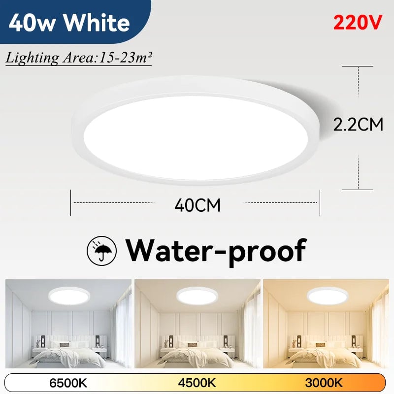 2.2cm Ultra Thin LED Ceiling Light Waterproof 3 Color Wood Grain