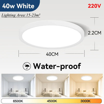 2.2cm Ultra Thin LED Ceiling Light Waterproof 3 Color Wood Grain