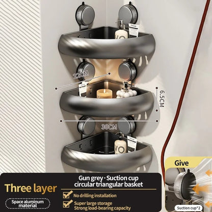 Suction Cup Corner Shelf Triangle Wall Mount Bathroom Organizer