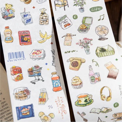 200cm Coffee Bread Cafe Masking Tape Roll - Decorative Stickers