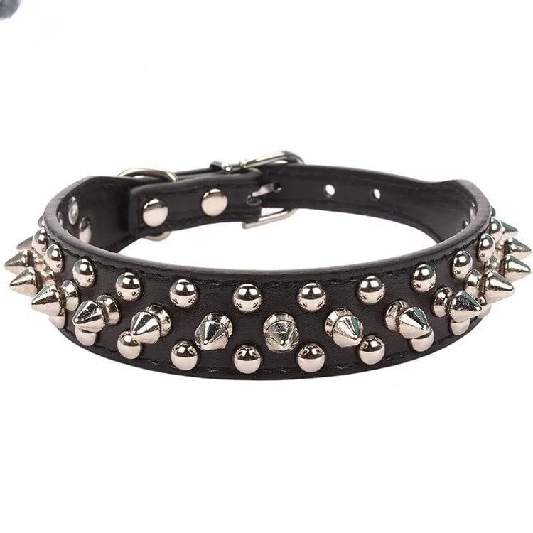 Adjustable PU Leather Spiked Dog Collar - Punk Rivet Design Small Pet
