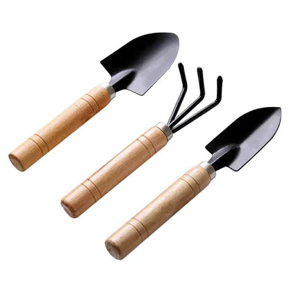 3-Piece Iron Gardening Tool Set - Shovel, Rake & Hand Tool Kit