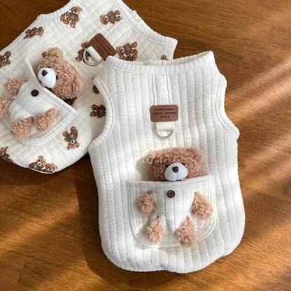 Soft Cartoon Pet Vest Harness - Autumn Winter Dog Cat Clothing