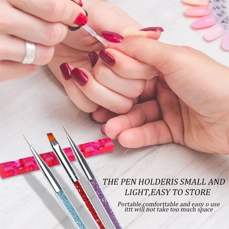 5-Grid Nail Art Brush Holder Stand - Professional Display Organizer