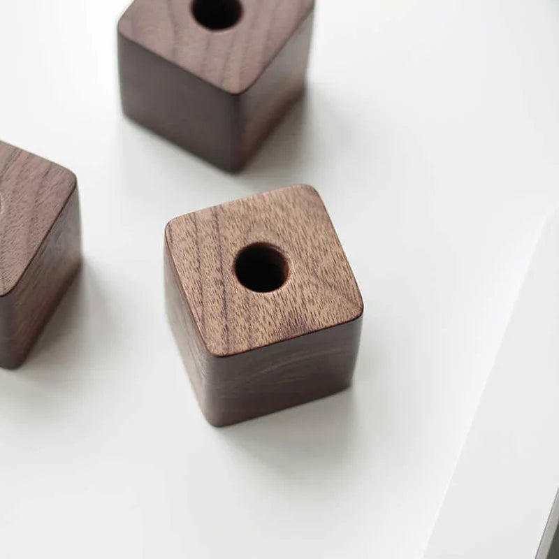 Walnut Wood Square Pen Holder Desk Organizer Pencil Stand Container