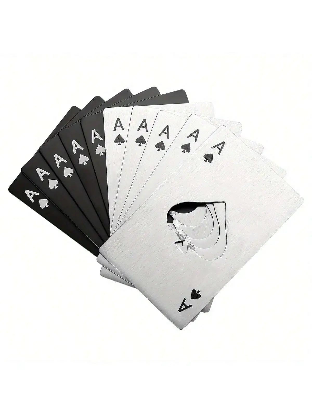 Stainless Steel Credit Card Bottle Opener - Spades Design