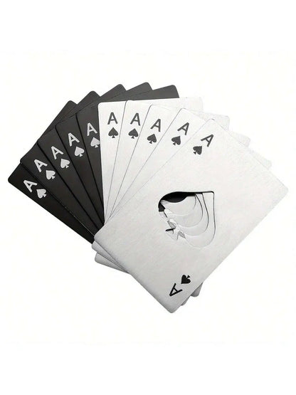 Stainless Steel Credit Card Bottle Opener - Spades Design