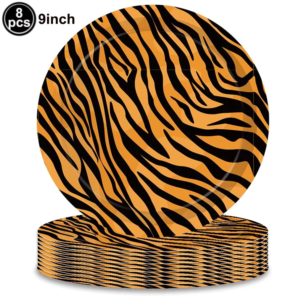 Jungle Animal Print Disposable Paper Plates Safari Party 8-Pack