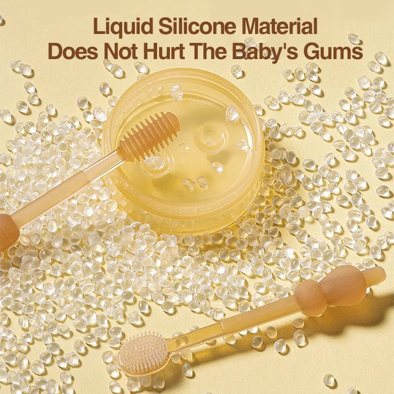 3-In-1 Silicone Baby Toothbrush BPA Free Infant Tongue Cleaner