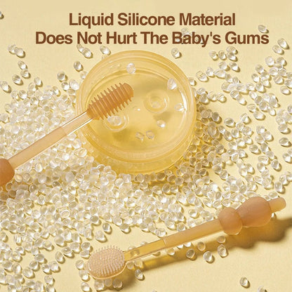 3-In-1 Silicone Baby Toothbrush BPA Free Infant Tongue Cleaner